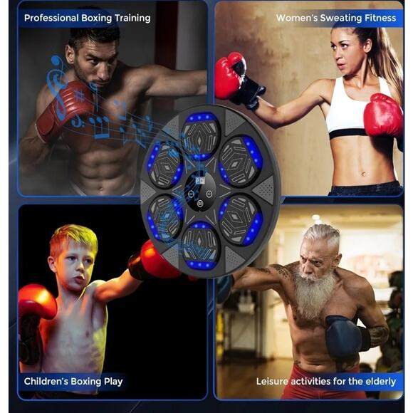 Boxing Machine, Wall Mount Boxing Trainer for Kids, Adults, Bluetooth w/ Gloves - Picture 5 of 6